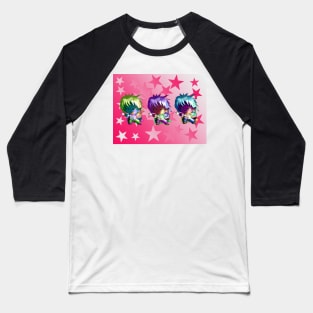 chibi dark elf sorcerers on a pink background Baseball T-Shirt